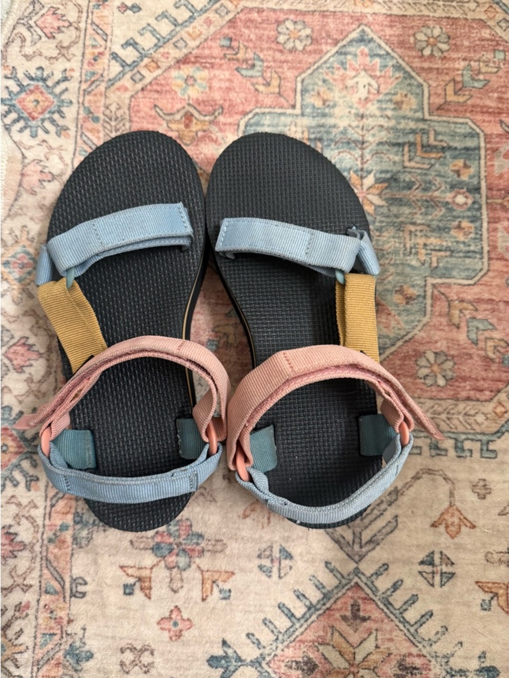 Teva Flatform Universal Sandals - Pastel Blue, Pink & Mustard